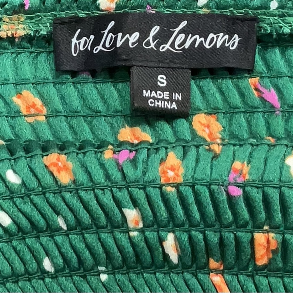 For Love & Lemons Cypress Crop Top - Size Small - Pine Green Floral - Picture 8 of 9